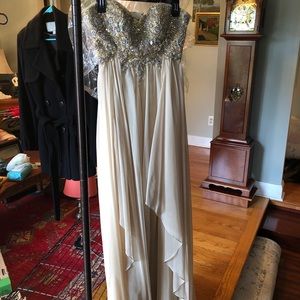 Jovani embellished chiffon and satin gown